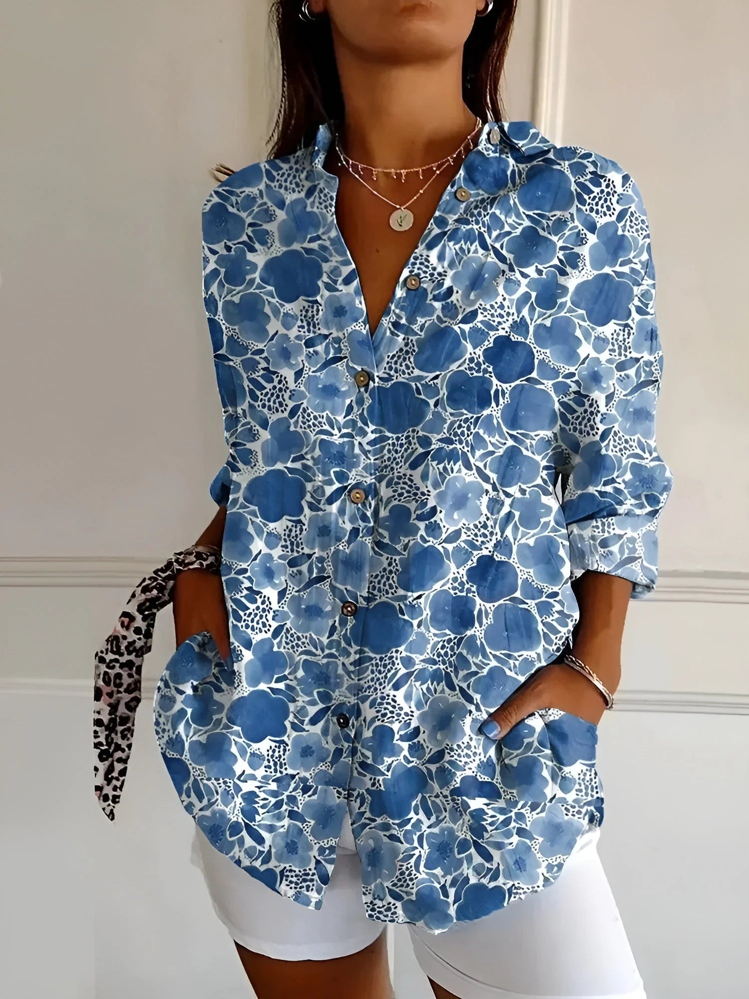 Dark Blue Floral / 3XL